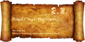 Ragányi Mariann névjegykártya